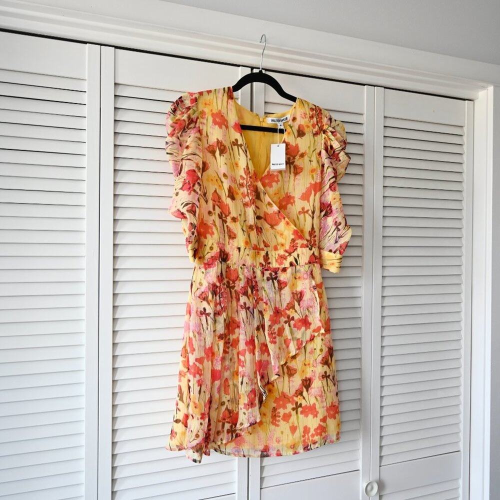 Walter Baker Size 4 NWT Floral Yellow Tulip Adriana Dress | Size 4 - Picture 3 of 11